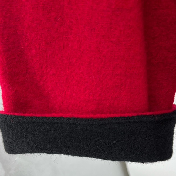 Chico’s 2 M 12 red black cape jacket 100% wool winter business casual Holiday - Picture 10 of 10
